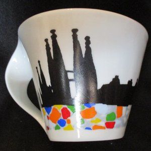 Vintage BARCELONA Gaudi Sculptural Mosaic Porcelain Mug Cup By Porcelanas Rabat